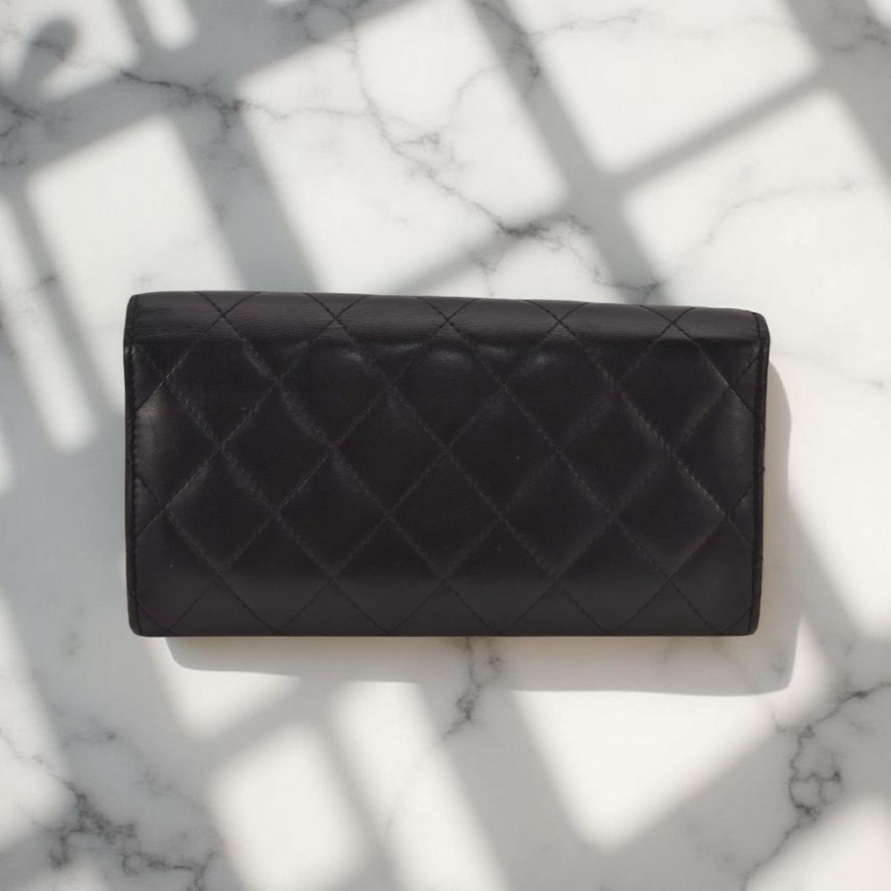 Authentic CHANEL Calf Skin Cambon Line CC Logo Long Wallet - Picture 2 of 16